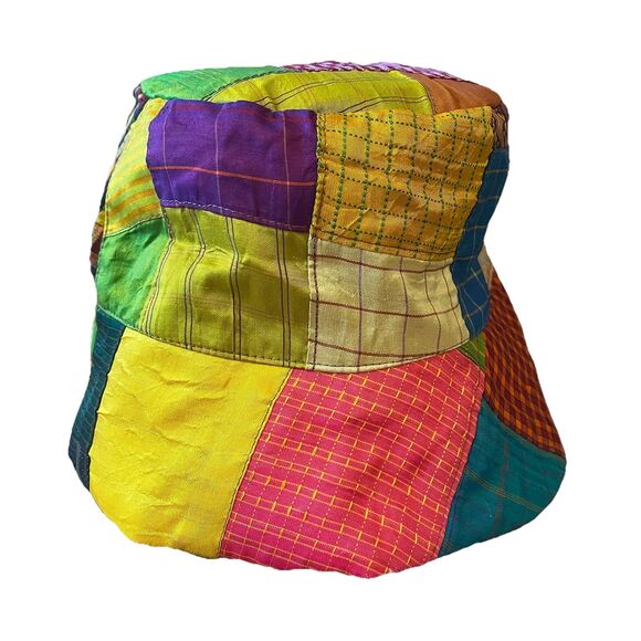 Fleurs London Silk Patchwork Quilted Type Bucket Hat NEW size Small - Picture 2 of 7